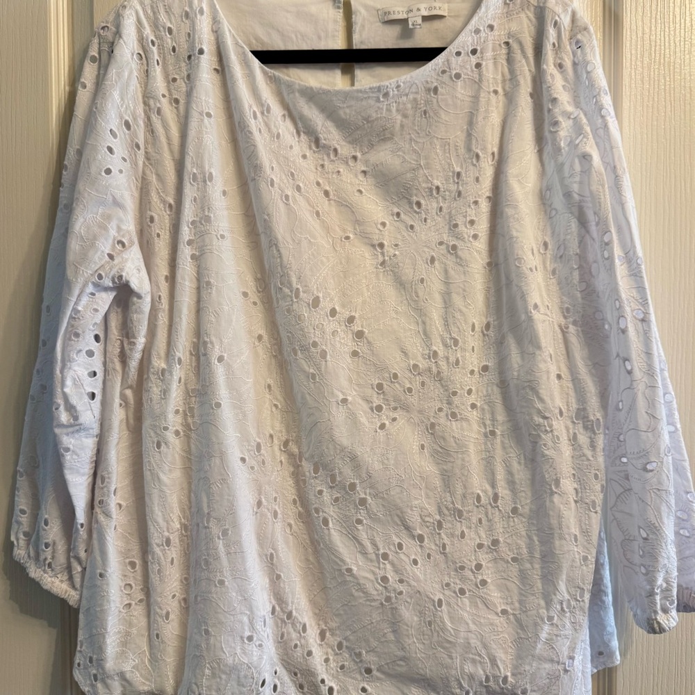 Preston & York White Eyelet Blouse